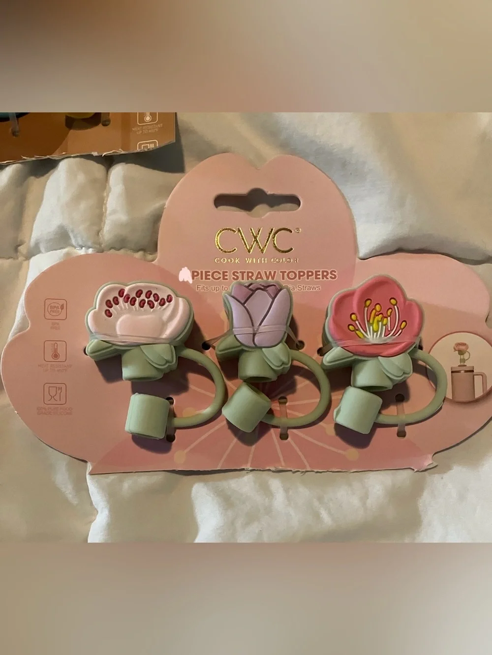 CWC Pastel Straw Toppers - Set of Decorative Drink Accessories